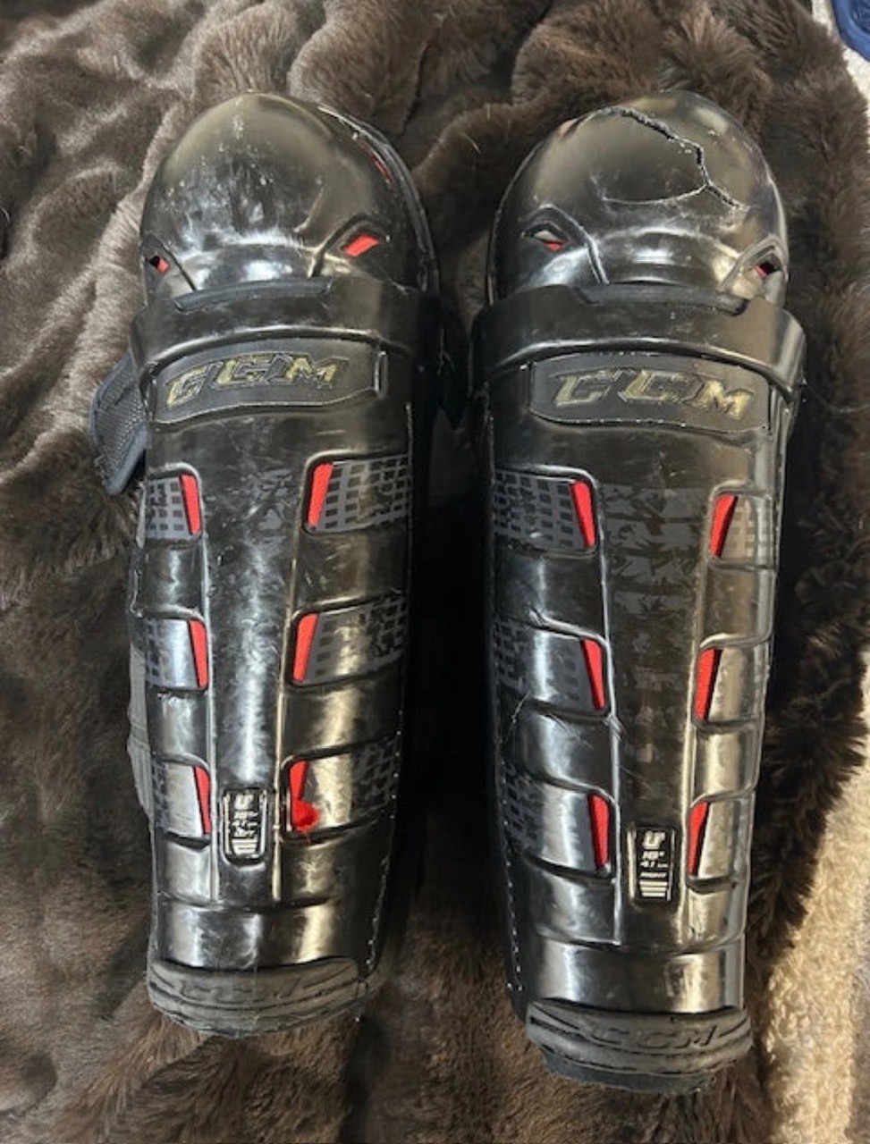 CCM Shin Guards (cracked cap — parts)